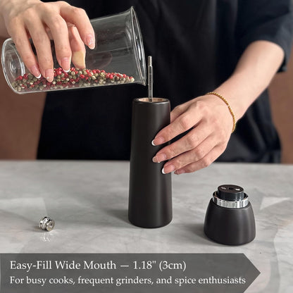 TLYSXPRO Wooden Salt and Pepper Grinder Set – Refillable Salt and Pepper Mill with Adjustable Upgraded Large Size Ceramic Burr – Manual Pepper Grinder with Acacia Wood Body – 8.3” Tall