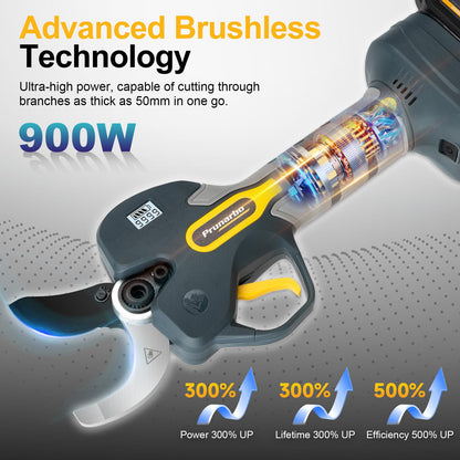 Prunarbo 2-in-1 Pole Pruning Shears Cordless, 50mm 2" Cutting Diameter Electric Secateurs & 9.2ft Reach Telescopic Rod Compatible with Makita 18V Battery Powered Pruner Professional for Tree Trimming