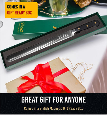 Bright Hobby Brisket Slicing Knife – 12" Brisket Knife, BBQ, Grilling Gifts For Men – Razor Sharp German Steel, Full Tang, Ergonomic Handle