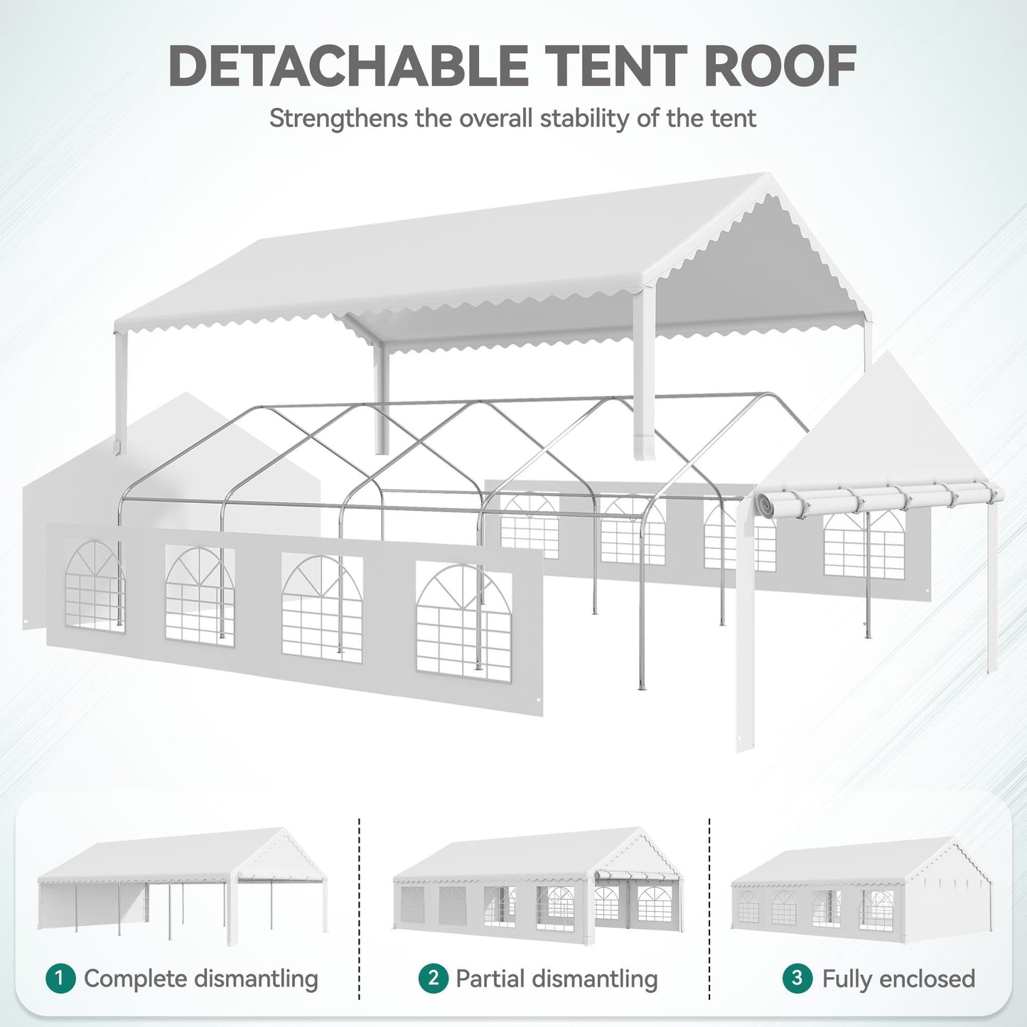 YITAHOME 20x30FT Party PVC White Tent Heavy Duty Wedding Event Shelters Upgraded Galvanized Ripple Canopy with Large Roof Removable Sidewalls & 2 Storage Bags 600D Oxford for Outdoor Weddings, BBQ