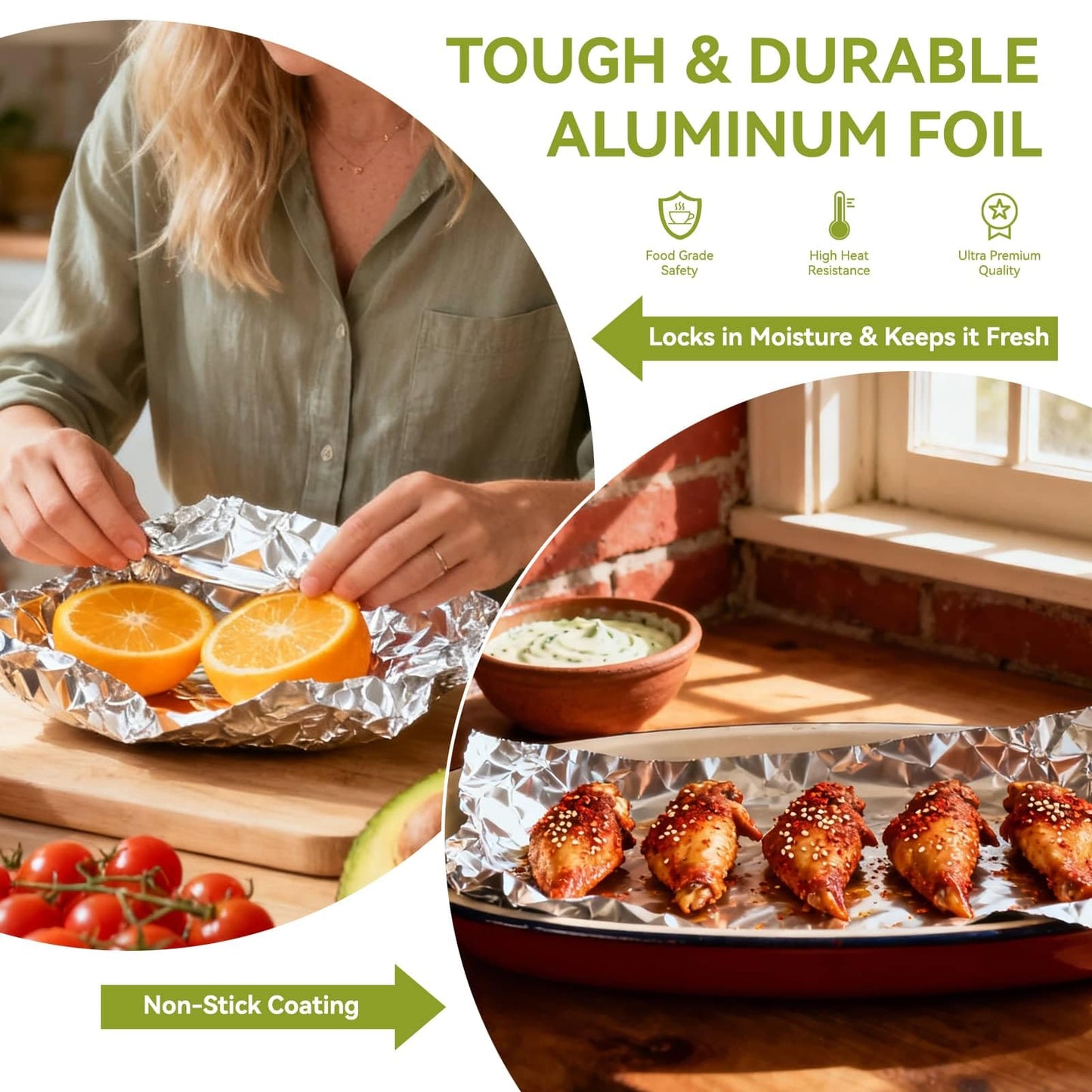 Aluminum Foil Roll, 12in x 350ft Aluminum Foil, Thick Strong Tin Foil with Cutter, Food Safe Cling Wrap for Cooking, Baking, Roasting, Grilling, Freezer Storage