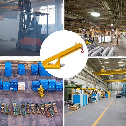 Forklift Crane Attachment, 6000LB Manual Telescopic Jib Boom with Adjustable Holes, Heavy Duty Steel Construction for Warehouse, Factory, Construction Lifting