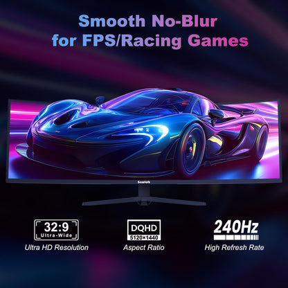 Gawfolk 49 Inch Ultrawide Curved Gaming Monitor, 1500R DUHD 5120×1440 PC Screen, 240Hz Computer Dispaly with Freesync, Wall Mountable