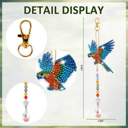 6 Pcs Diamond Painting Wind Chimes Rhinestone Hummingbird Diamond Art Suncatcher Double Sided 5D DIY Diamond Painting Kits for Adults Christmas Ornament Best Gifts for Mom