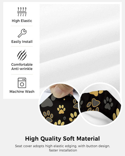 Computer Office Chair Cover, Yellow Paw Print on Black Background, Protective & Stretchable Desk Chair Slipcover