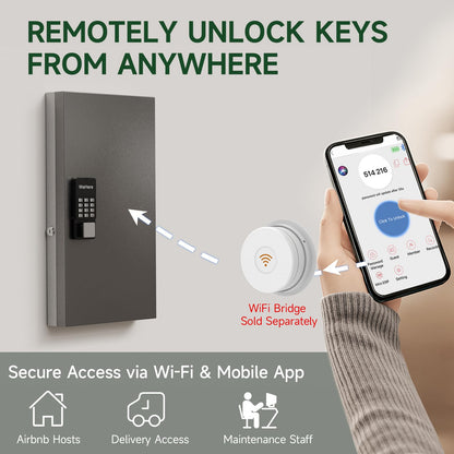 WeHere 48-Key Smart Key Lock Box Wall Mount – Commercial Key Cabinet with App, Keypad, Bluetooth & WiFi Unlock (Sold Separately), Access Log Tracking, Key Management System for School, Rental, Office