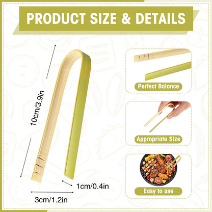 Chengu 240 Pcs Mini Bamboo Tongs Disposable Small Wooden Toaster Tongs Charcuterie Serving Cooking Utensils for Catering Buffet Appetizer Wedding Holiday Party Supplies(4 Inch)