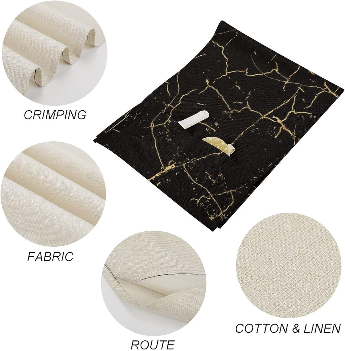 Black Marble Pattern Washing Machine Dryer Top Cover, Dust-Proof Refrigerator Cover with Storage Pockets, Kitchen