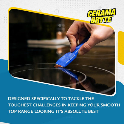 Cerama Bryte Complete Cooktop Cleaning Kit, 10 Cleaner Pads, 1 POW-R Grip Tool, 1 Scraper, and 1 Microfiber Cloth, 28 Fl Oz