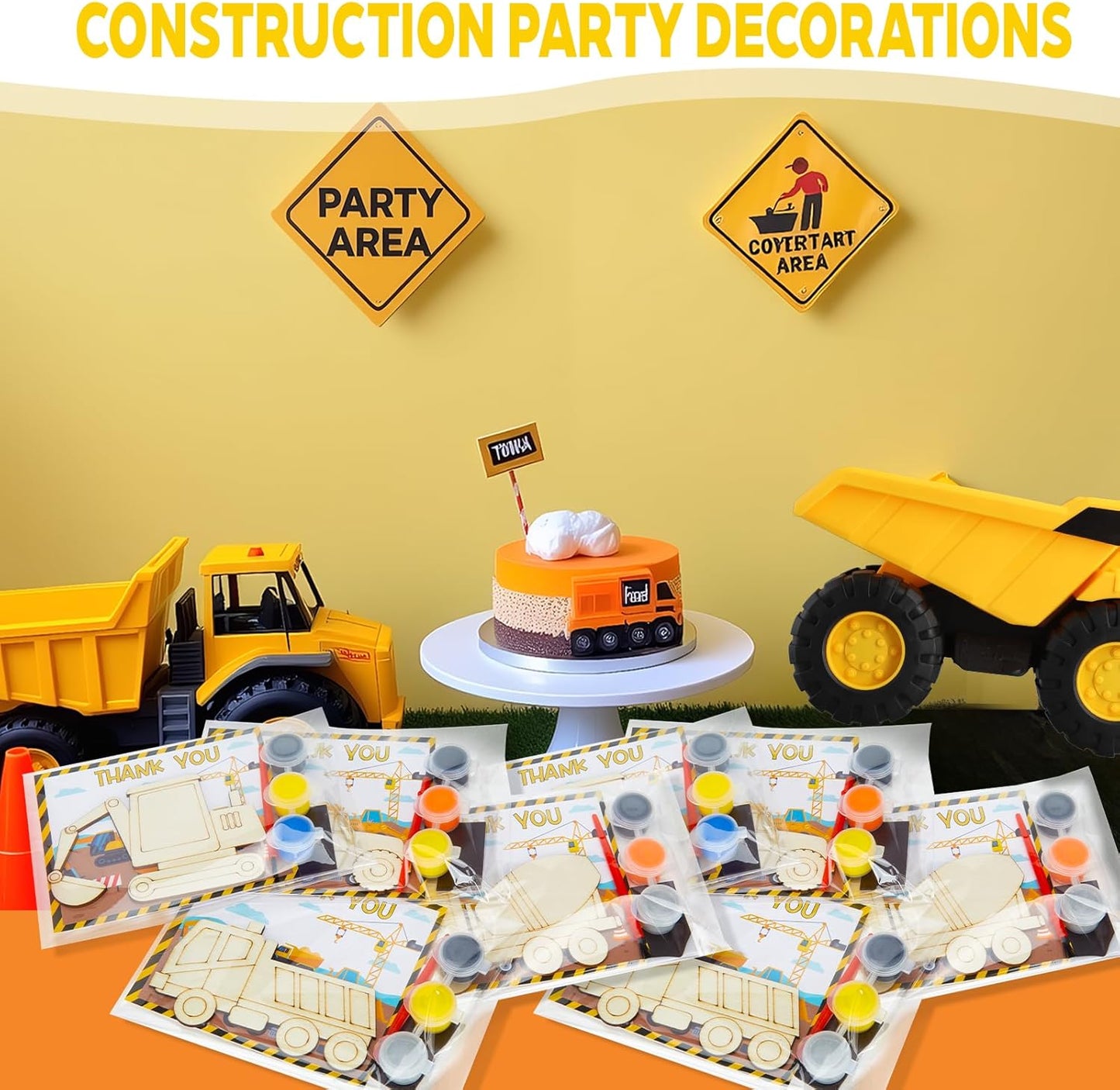 24 Set Construction Birthday Party Supplies, Trucks Parties Craft Construction Theme Birthday Paint Party Favors