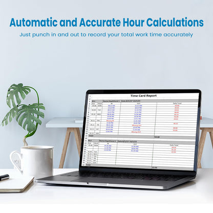 HapAttend Time Clocks for Employees Small Business Automatic Calculate Hours, H1＆H2 No Monthly Fees Fingerprint Time Clock, Standalone Biometric Clock in Machine for Employees with 5 RFID Cards