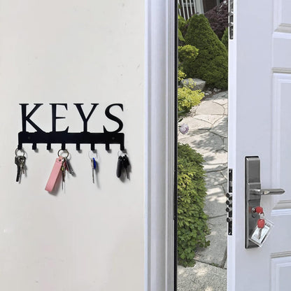 HappyHapi Key Holder Wall Mount, Metal Decorative Key Organizer Rack with 8 Hooks for Home, Matte Black