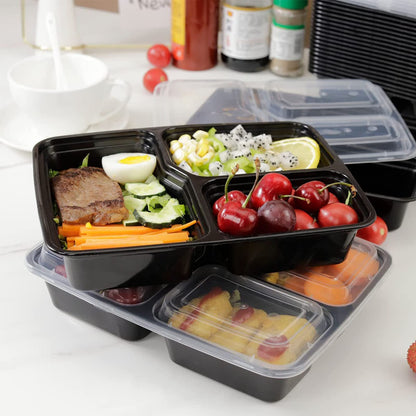 MORDEN MS Meal Prep Container With Lids, 50 Pack 3 Compartment Reusable Food Storage Container Divided Plastic Bento Box Lunch Box To-go Boxes(33oz)