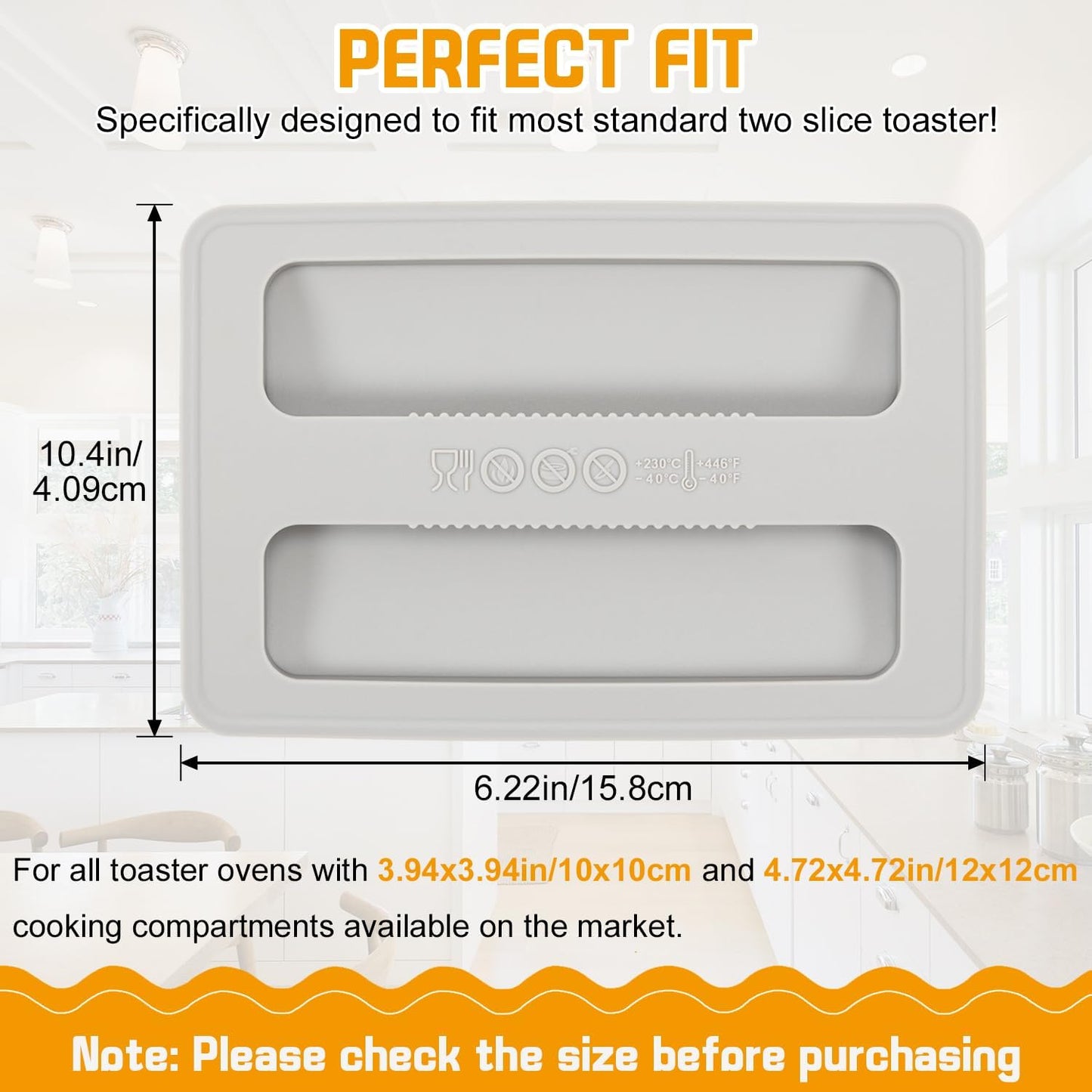 Toaster Cover 2 Slice, 2 Pack Silicone Washable Machine Cover, 6.22x4.09in Kitchen Appliance Covers (Gray)