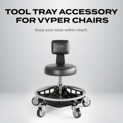 Vyper Industrial Tool Tray Accessory for EZ-Lift Shop Chairs, Steel Under-Seat Tool Organizer with Rubber Mat, Garage and Workshop Efficiency