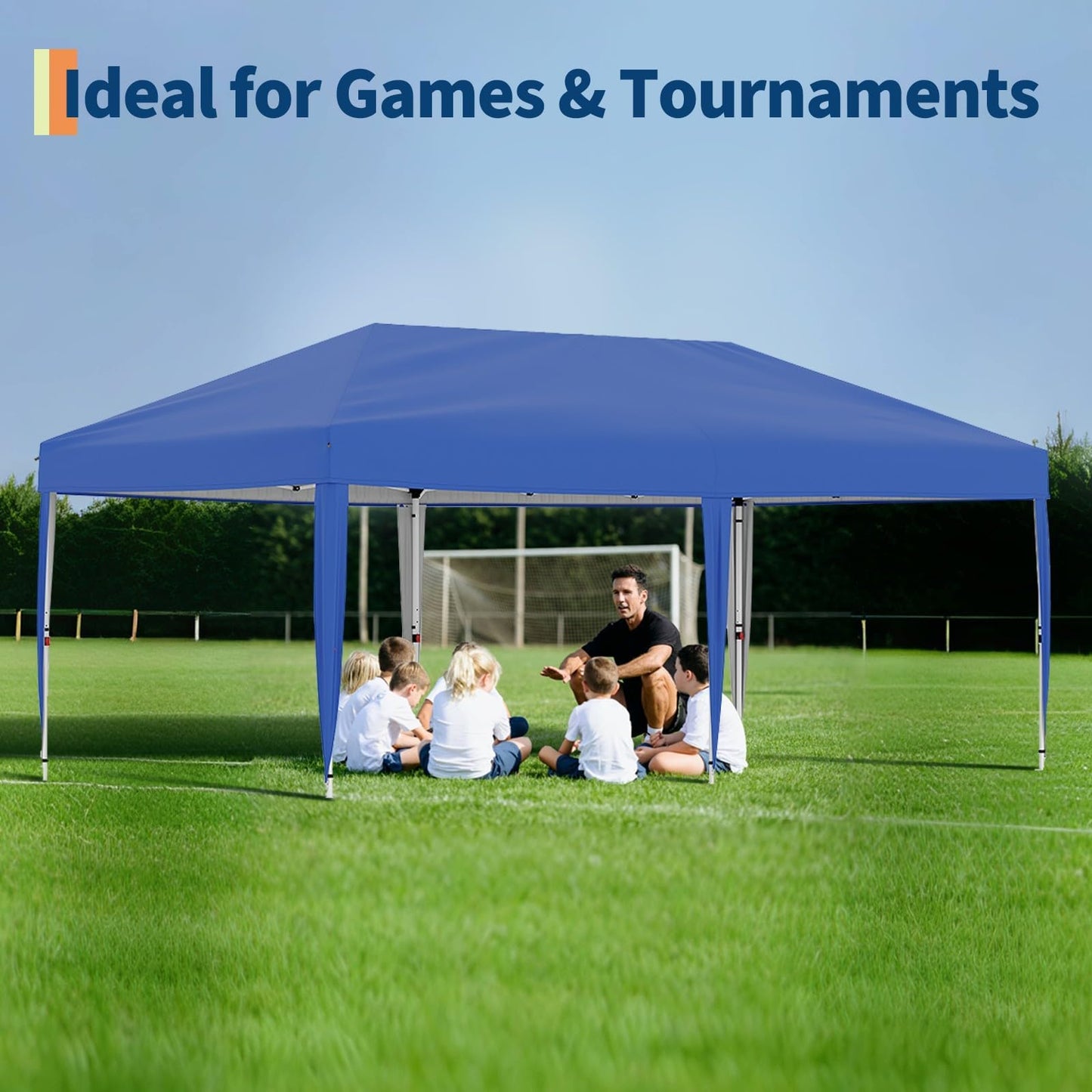 10x20 ft Pop Up Canopy Tent with Removable Sidewalls, Waterproof & UV-Resistant Outdoor Shelter, Portable Roller Bag, 3 Adjustable Heights, 6 Sandbags, and Easy Setup for Camping, Events, and Backyard