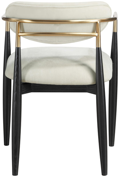 Meridian Furniture 11022Beige-AC Riccio Collection Modern | Contemporary Dining Arm Chair with Beige Performance Polyester, Ash Wood, Iron, 21.5" W x 21.5" D x 29.5" H, Beige, Set of 2