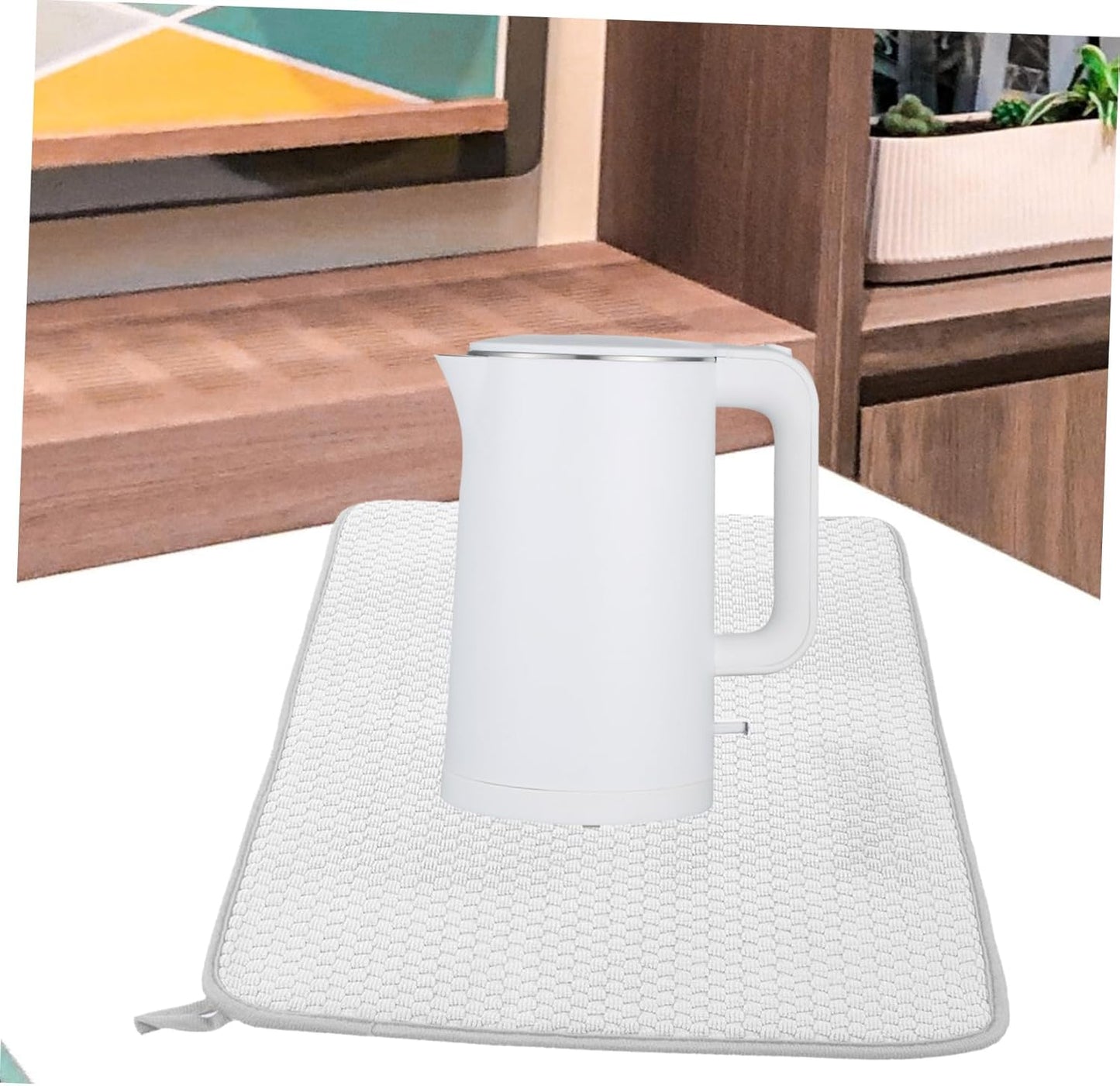 Ciieeo White Kitchen Drain Mat, Foldable Drying Pad for Tableware, Microfiber Dish Drying Mat for Countertop