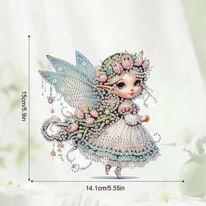 JZHYOAN Butterfly Fairy Diamond Painting Pendant Window Hanging Ornament Kit Diamond Art Tool Kit Crystal Art Elf Mosaic Making Kits Home Decor Pendant Cross Stitch Ornament Gem Arts Wind Chimes