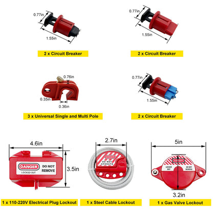 JOJOMARK Lockout Tagout Kit Electrical Loto - Group Lockout Hasps, Lockout Tags, Safety Padlocks with Number, Nylon Ties with Tool Box