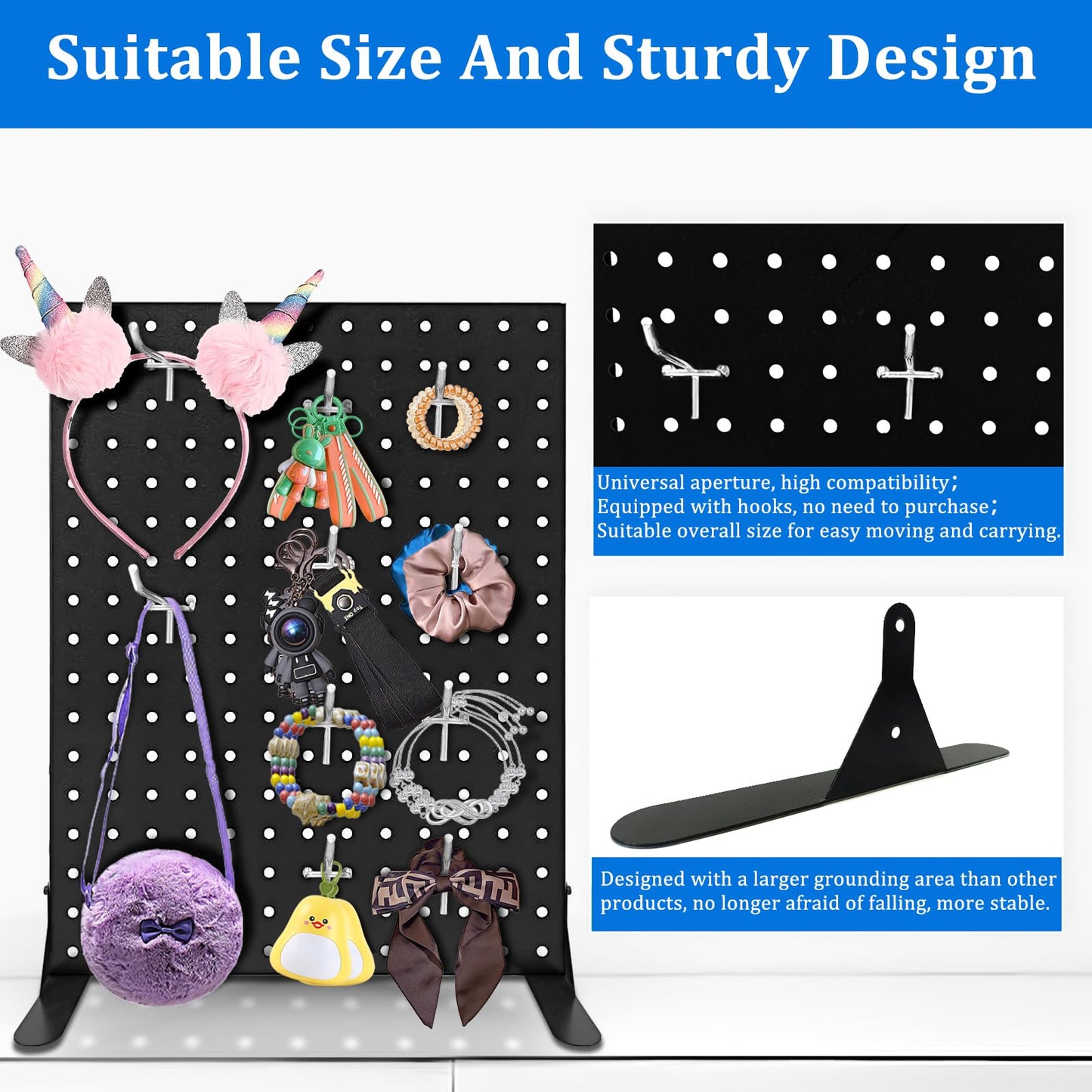 Uppcasir 2PCS Pegboard Display Stand With 20 Hooks for Craft Shows, Metal Jewelry and Key Ring Retail Display Racks for Selling Accessories, Retail Stores, Vendors & Events, 17 X 13 Inch