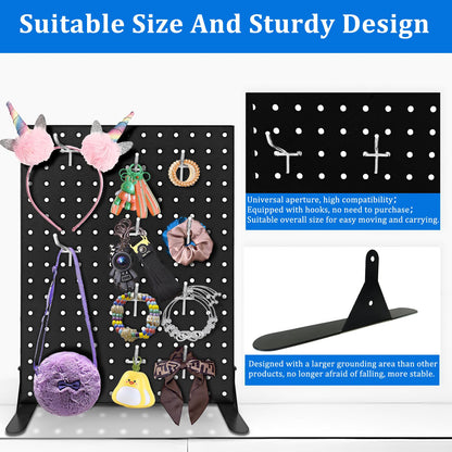 Uppcasir 2PCS Pegboard Display Stand With 20 Hooks for Craft Shows, Metal Jewelry and Key Ring Retail Display Racks for Selling Accessories, Retail Stores, Vendors & Events, 17 X 13 Inch