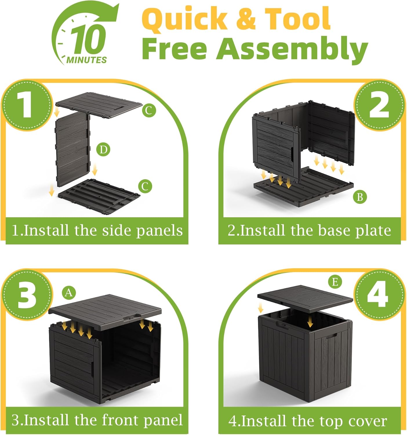 35 Package Gallon Resin Deck Box with Lockable Latch, Waterproof UV-Resistant Multi-Purpose Outdoor Storage for Patio