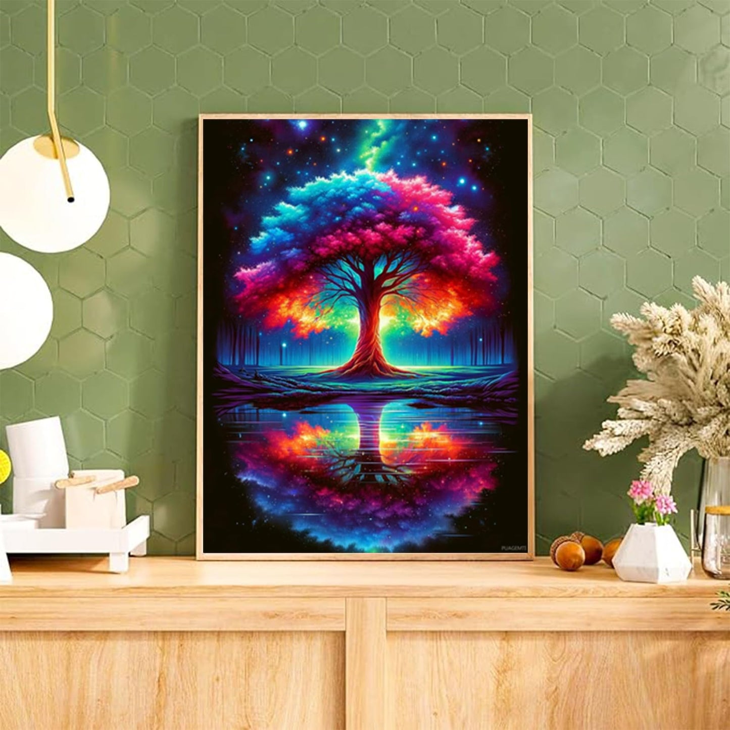 PUAGEMTI Diamond Art Kits for Adults, Tree of Life Diamond Painting Dots for Adults Beginners DIY Round Full Drill Gem Art Kit for Home Leisure and Decoration 12x16 Inch