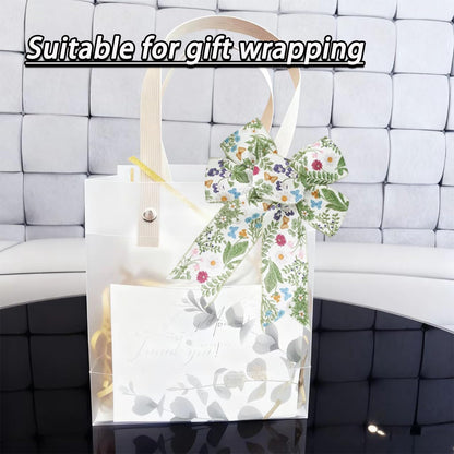 OYWOBET Green Wired Edge and Retro Wild Floral Craft Ribbon, Spring Fabric Botanical Decor Ribbon for Wreath Bow Making DIY Wrapping Party Decor Supplies(2 Rolls,10 Yards Per)