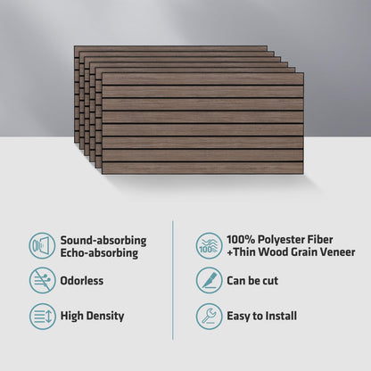 UMIACOUSTICS 6 Pcs 47.2 x 23.6 Inches Acoustic Panel, Decorative Sound Absorbing Wall Panel for Office,Home Theater,Studio,Natural-Walnut