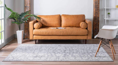 Unique Loom Boston Collection Area Rug - Floral (7' 10" x 10' Rectangle, Gray/ Ivory)