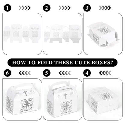 KAZIPA 12PCS Party Favor Bag Boxes, Goodie Favor Boxes for Treats Cookies Candies, Ideal for Theme Birthday Party, 6.5x3.5x3.5 Inches(White)