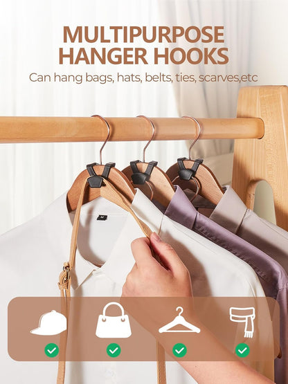 HOUSE DAY Space Saving Hanger Hooks, 100 Pack Black Clothes Hanger Connector Hooks, Heavy Duty for Closet