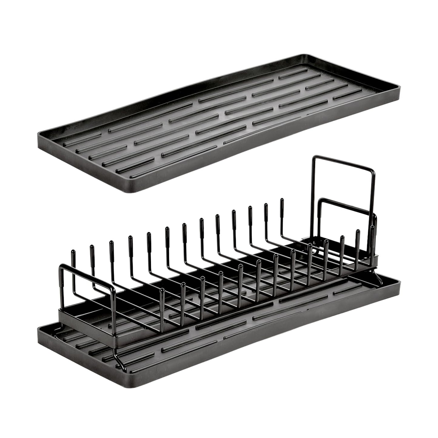 kowiofame Cup Drying Rack Dish Drying Water Bottle Dryer Rack Long Kitchen Sink Counter Drainer Over Tray Plate Forks Glass Cups Spoons Organizer