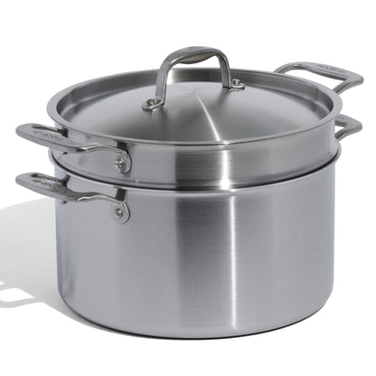 Made In Cookware | 8 Quart Stainless Steel Stock Pot With Lid and Pasta Insert | 5 Ply Stainless Clad | Professional Cookware | Crafted in Italy | Induction Compatible