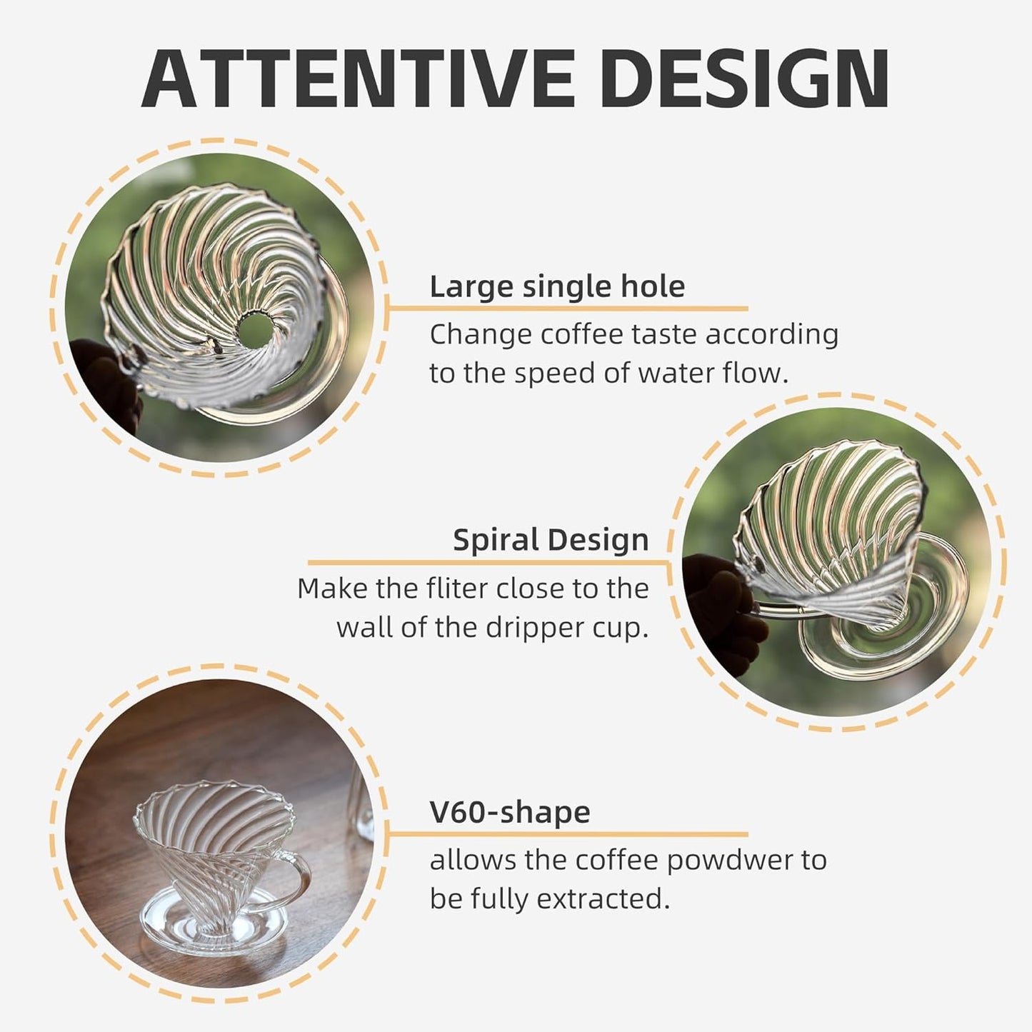Coffee Dripper, Reusable Pour Over Maker with Handle, Slow Brewing for Cafe, Travel, Home & Offices, 02
