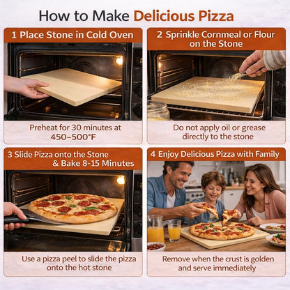 LUNVARION Pizza Stone 15×12 Inch Rectangular, Baking Stone for Oven & Grill – Premium Cordierite Heat-Resistant Pizza Baking Stone for Crispy Crust, Pizza, Bread, Baking & BBQ