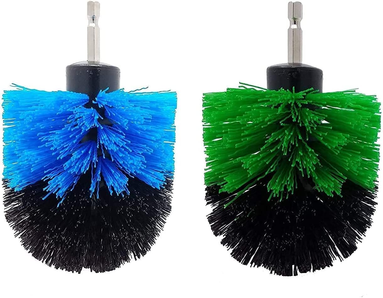 2-Pack Cone Drill Powered Brush Attachment for Cleaning Bathrooms, Kitchens, Showers, Grout, and Auto Detailing