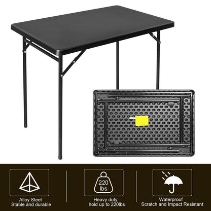 FROASISPRO 3ft Rectangular Folding Table, All-Occasion Plastic Event Table for Indoor and Outdoor, Portable Desk, Camping, Durable and Stable, HDPE and Steel, Wide Application, Black