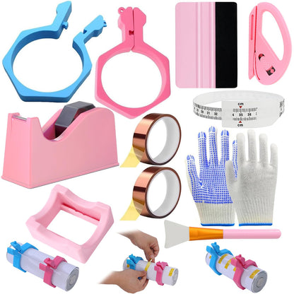 Majreey Sublimation Blanks Tumbler Clamp Tool, for 20 Oz Sublimation Blanks, Heat Resistant Gloves, Heat Tape Sublimation, Heat Tape Dispenser Sublimation Kit, Tumbler Clamp Clamp (Blue,Pink)