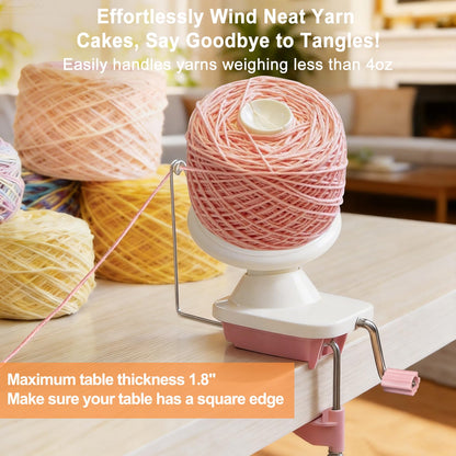 SOGCASE Yarn Winder, Manual Yarn Ball Winder for Crocheting and Knitting, Create Cakes up to 4 oz / 100g, Pink