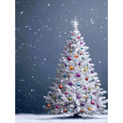 IOHEFY White Christmas Tree Diamond Painting 12 x 16 Inch Full Drill Acrylic Diamond Art DIY Crystal Rhinestone Winter Holiday Artwork Nano Pearlescent Canvas Wall Decor Gift