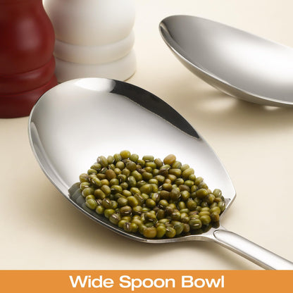 Extra Large Serving Spoons Set 11.7-Inch Silver Serving Utensils 18/8 Stainless Steel Big Metal Spoons for Buffet, Parties, Catering, Banquet - Dishwasher Safe (2-Pack, Silver)