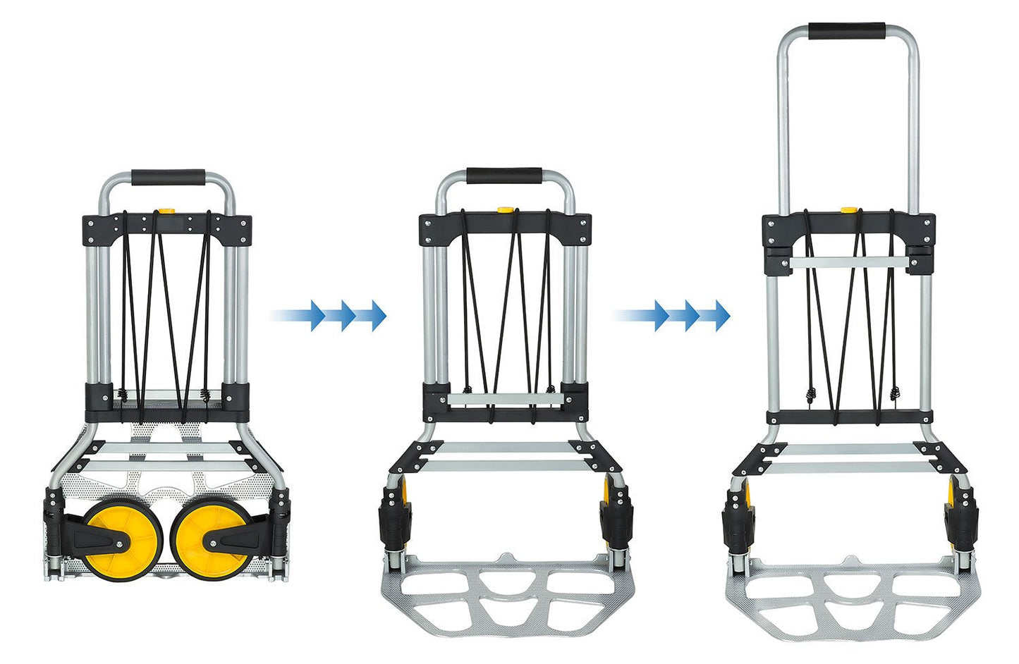 Mount-It! Folding Hand Truck and Personal Dolly, Aluminum Trolley, Heavy Duty 264 Lb Capacity Cart, Dolly Cart with Wheels of Durable Rubber, Soft Grip Telescoping Handle for Indoor Outdoor, Foldable