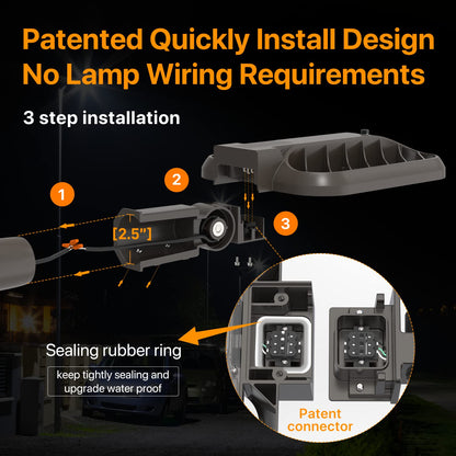 DEMILARE Parking Lot Lights 200W 2Pack 30000LM(150LM/W) Dusk to Dawn Outdoor LED Shoebox Light Slip Fit Pole Mount IP65 Waterproof 120-277V Commercial Street Area Lighting for Roadways, Backyard