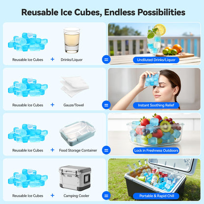 Nilpferd 360 Pack Reusable Ice Cubes for Drinks, BPA-Free Ice Packs for Lunch Boxes, Coolers, Refreezable Plastic Ice Cubes Without Diluting Drinks for Party Hosts & Outdoor Ice Baths Enthusiasts