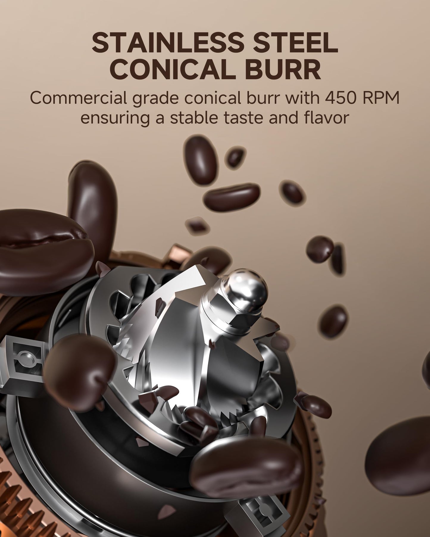 AMZCHEF Single Dose Coffee Grinder – 75 Settings Burr Grinder, 40mm Conical Burr, Anti-Static & Low-Retention Design, Quiet DC Motor with Magnetic Outlet & Vacuum Dosing Cup for Espresso, French Press