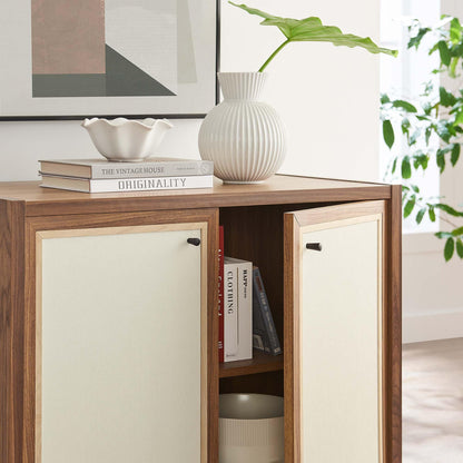 Modway Capri 33 Inch Sideboard Walnut, Hallway or Entryway Storage Cabinet with Doors, Mid-Century Modern Buffet Table or Credenza for Living or Dining Room