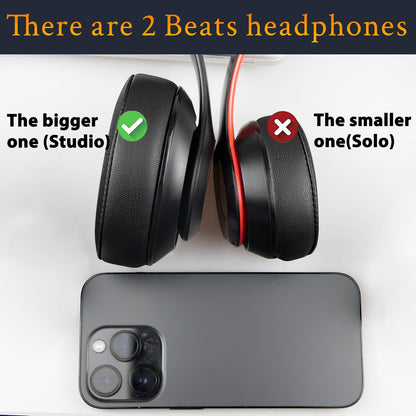 SoloWIT Replacement Ear Pads Cushions for Beats Studio 2 & Studio 3 Wired/Wireless Over-Ear Headphones, Earpads with Soft Protein Leather, Noise Isolation Memory Foam (Black)