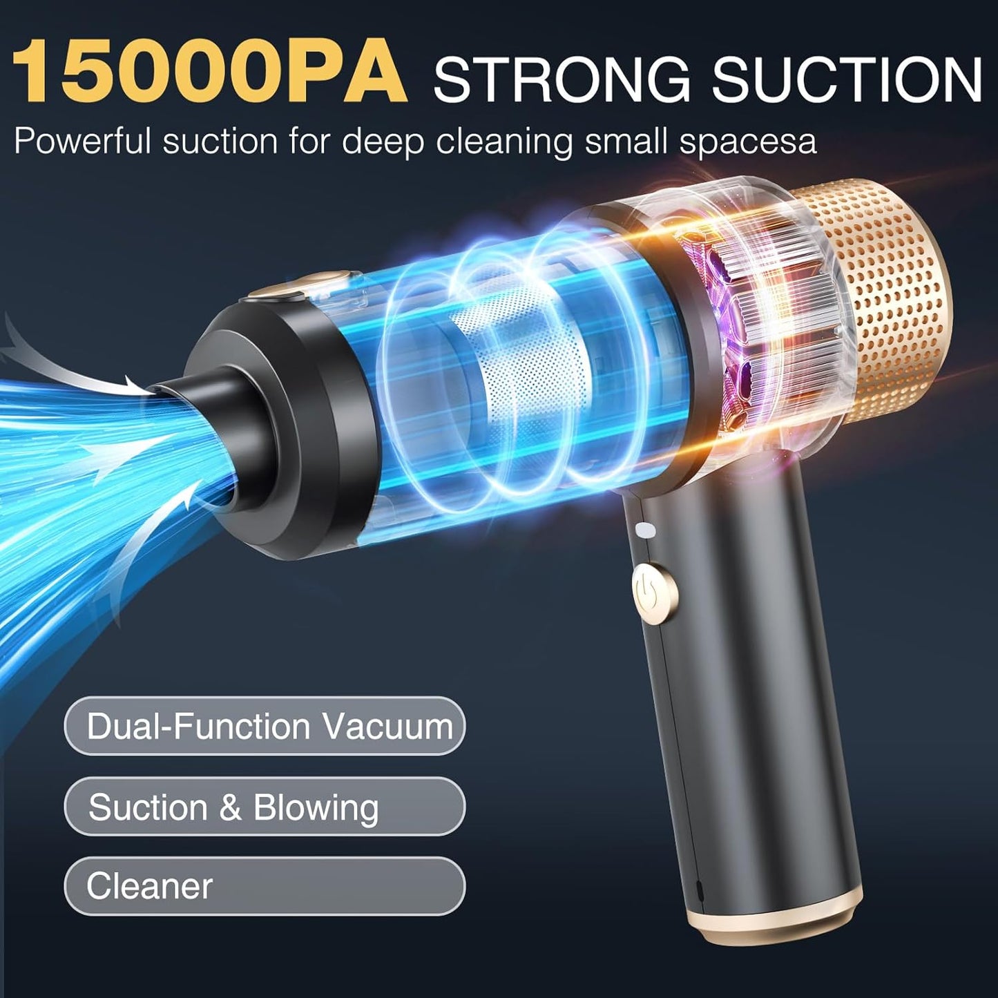Dealswin Cordless Handheld Vacuum Cleaner - 4 in 1, Portable Air Duster with LED Light